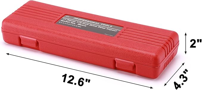 Mayouko 1/2" Drive Deep Metric Impact Socket Set, CR-V, 6 Point, 11 Pieces, 10mm to 24mm