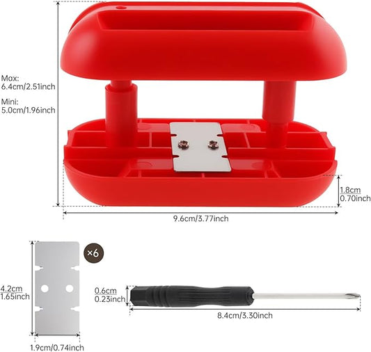 Edge Banding Trimmer with 6pcs Tungsten Carbide Blades, Screwdriver, Hand Planer Edge Bander, Manual Edge Banding Cutter for PVC ABS Melamine, Red