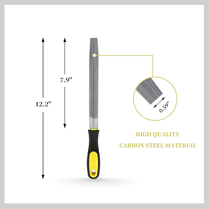 Half Round Steel File 8" for Sharpening, Deburring, and Edge Finishing - Ideal for Metal, Wood, and Plastic Surfaces - Essential Tool for Industrial and DIY Projects