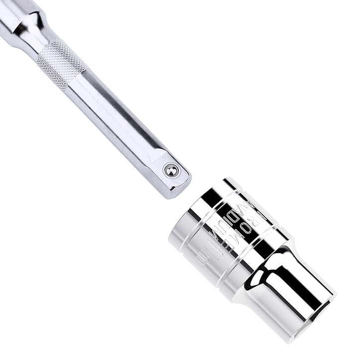 11mm Shallow Socket, 1/2 Inch Drive, 6-Point, Metric, Heat Treated CR-V Steel Short Sockets, Full Polishing, 1.5 Inch Length