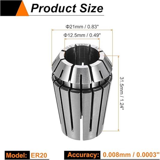 HARFINGTON Spring Collet Chuck ER20 12.5mm 65Mn Spring Steel Precision Router Collets for CNC Engraving Milling Lathe Tool