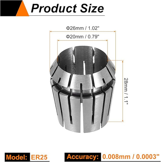 HARFINGTON Spring Collet Chuck ER25 20mm 65Mn Spring Steel Precision Router Collets for CNC Engraving Milling Lathe Tool