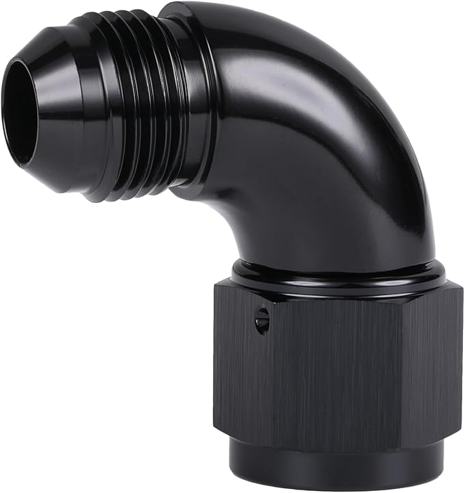 90 Degree 8AN Male to 8AN Female Swivel Full Flow Fitting Adapter Coupler Aluminum Black