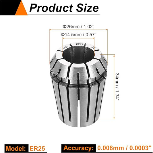 HARFINGTON Spring Collet Chuck ER25 14.5mm 65Mn Spring Steel Precision Router Collets for CNC Engraving Milling Lathe Tool