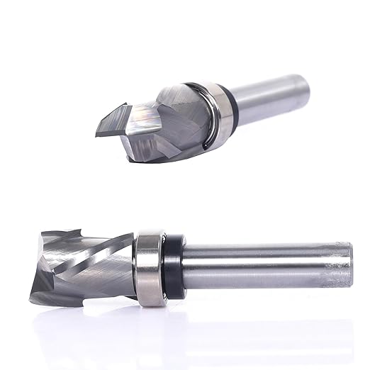 Compression Top Bearing Spiral Flush Trim Router Bit 1/2 Shank - 7/8" Cutting Dia, 1-3/16??Cut Height, Carbide Up-Down Pattern Template Flush Cut Router Bit, for Wood Trimming