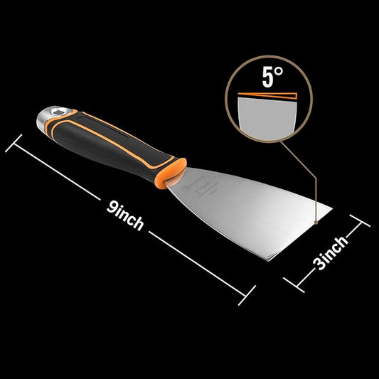 ROLLINGDOG 3" Angled Putty Knife - 5 Degree Angle Paint Scraper with Metal Hammer Cap, Rubber Griped Handle, 3 Inch Flex Putty Knife for Scraping Into Corners