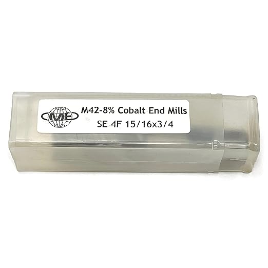 CME 5 pcs M42 Cobalt End Mills, Square Nose, Bright (Uncoated) Finish, 15/16" Mill Diameter, 2" Length of Cut, 4 1/8" Overall Length, 4 Flute, Center Cutting