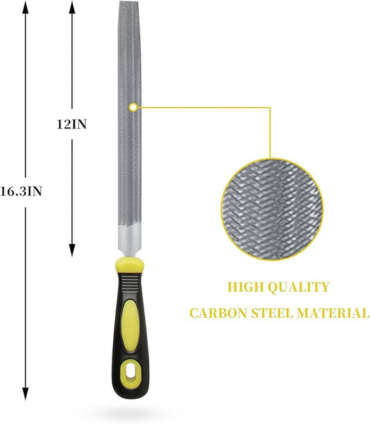 12 Inch Half-Round Bastard File Double Cut With Files Handle