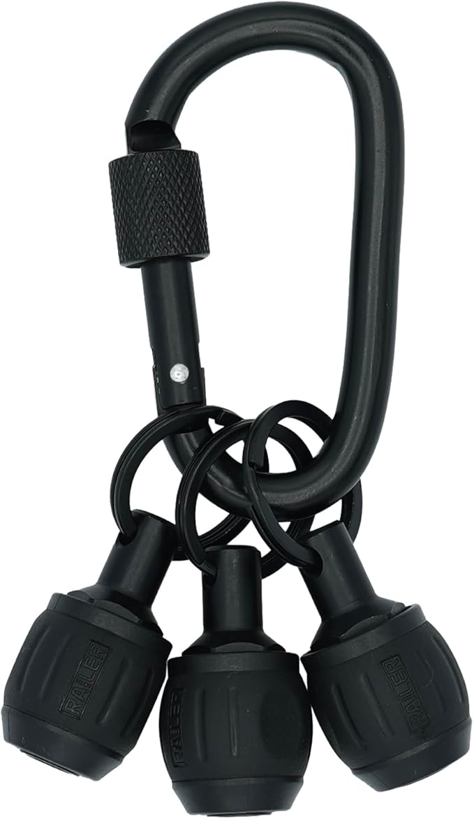 Bit Holder Key Chain Screwdrivers - Railer Heavy Duty 1/4" Hex Soft Ball Grip Bit Holders & Secure Keychain Carabiner. HVAC Tools w/Quick Release For Nut Drivers, Impact Driver & Drill Bits