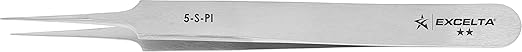Excelta - 5-S-PI - Tweezers - Ultra Fine Point - Straight Tapered - Two Star - SS, 0.06" Height, 0.375" Wide, 4.25" Length