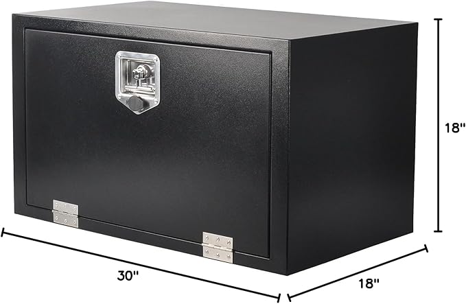 30 Inch Steel Tool Box with T-Handle Latch, Underbody Storage Truck Bed Organizer Toolbox for Trailer Pickup RV, Job Tool Chest, 30 X 18 X 18 Inch, Black