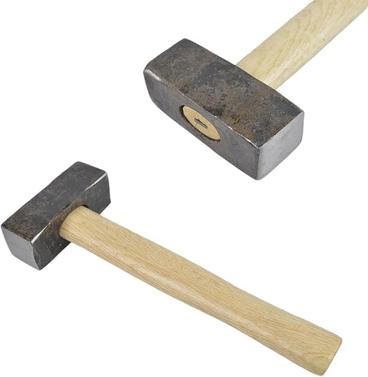 2025 Upgrade Sledge Hammer DIY Kit – 2 lb Stoneheavy Duty Hammer Hand-Forged Steel Hammer Head, 2 Wooden Handle & Wedge Shock Absorbing Forged Iron Unassembled for Custom Crafting