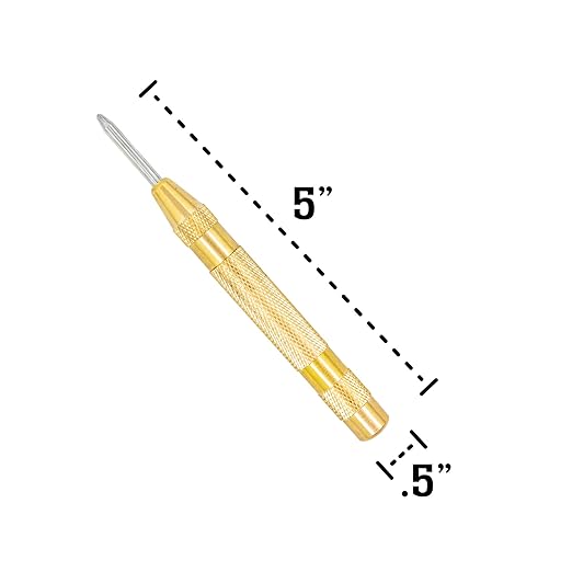 LINE2design Brass Window Punch - Firefighter, EMS, EMT Police Emergency Hand Rescue Tool - Automatic Heavy Duty Adjustable Center Spring Loaded Car Window Breaker