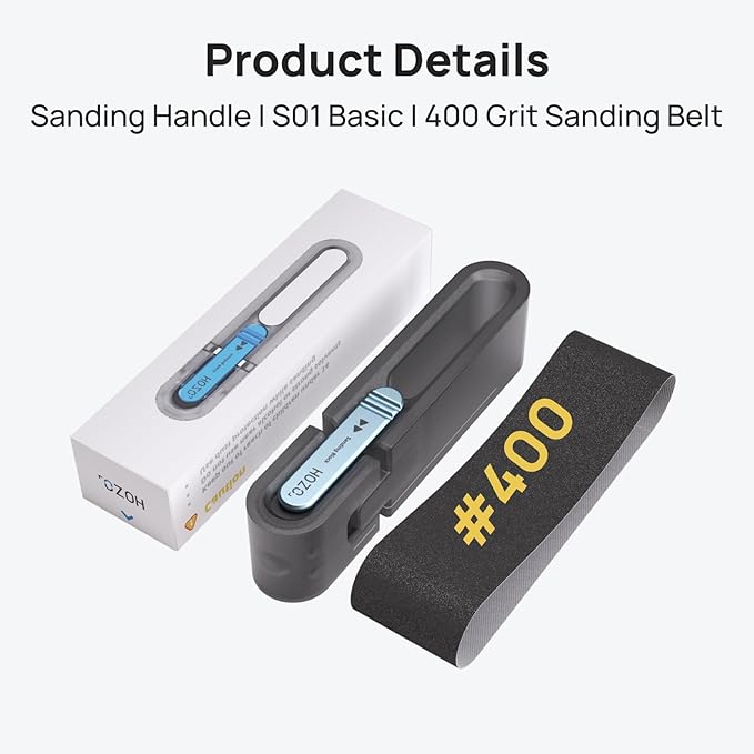 HOZO NeoBlock Sanding Block with Standard Head ??Smooths 3D Print Layer Lines, For Flat Surfaces & Small Curves, 5s Quick-Swap Design for Heads & Sandpapers, Includes 1 Pcs 400 Grit Belt