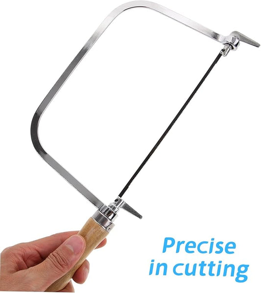 1set Portable Hand Saw Wooden Handle Coping Saw for Woodworking Includes Replacement Blades for Projects and Outdoor Use