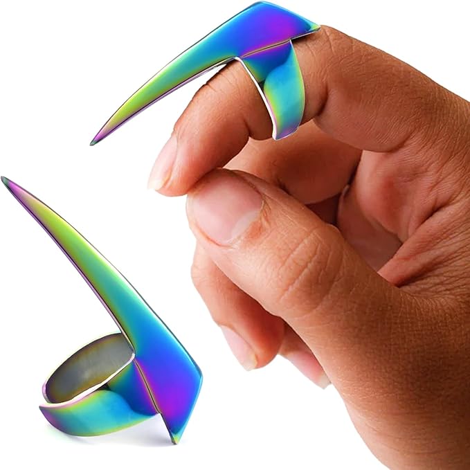 Quick Hair Parting Tool & Braid Sectioning Ring- Stainless Steel Stitch Braid Tool Finger for Durable Dreadlocks Wig & Installation of Human Hair Extensions Braiding Tools (Rainbow)