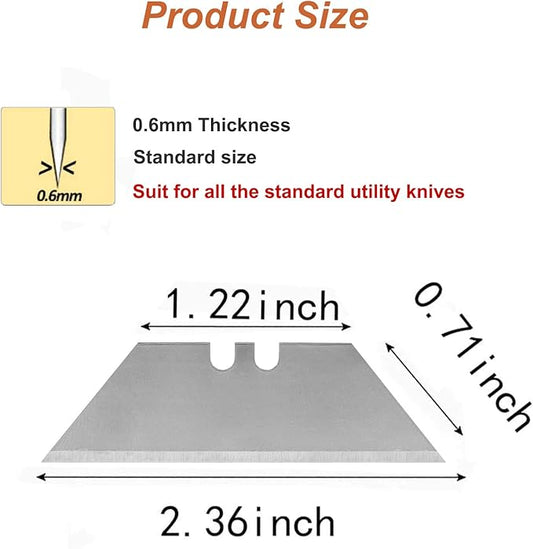 Vickay Utility Knife Blades, SK5 Steel Heavy Duty Box Cutter Refills with Plastic Case竊똕tandard Size Razor Blades for Most Standard Utility Knives