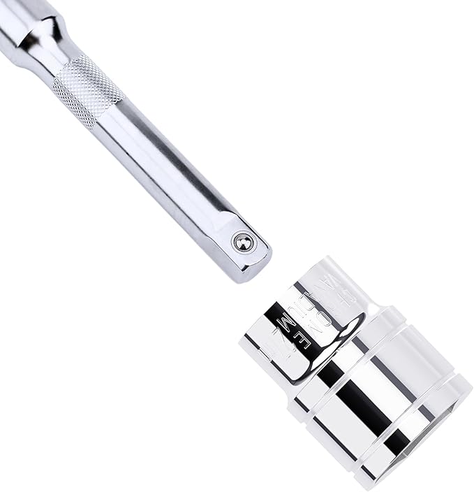 27mm Shallow Socket, 1/2 Inch Drive, 6-Point, Metric, Heat Treated CR-V Steel Short Sockets, Full Polishing, 1.7 Inch Length