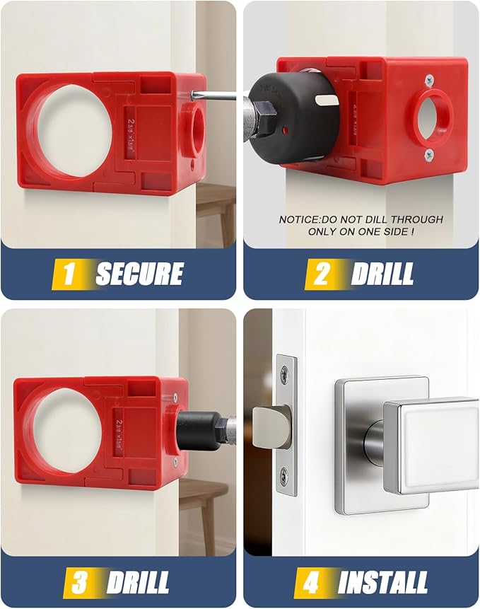 Door Hinge Jig and Door Lock Installation Kit, Aluminum Alloy Router Template for Hinge Mortising from 2.5" to 5" and Types of Square, 1/4", 5/8" Radius, Door Hole Drilling Kit for Knob and Deadbolt