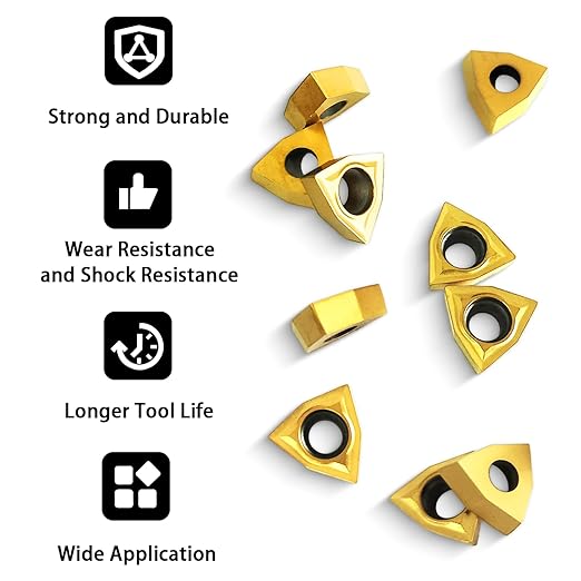 20 PCS Carbide Turning Inserts, WCMT06T304 (WCMT32.51) CNC Lathe Replacement Carbide Inserts for Indexable Lathe Turning Tool Holder