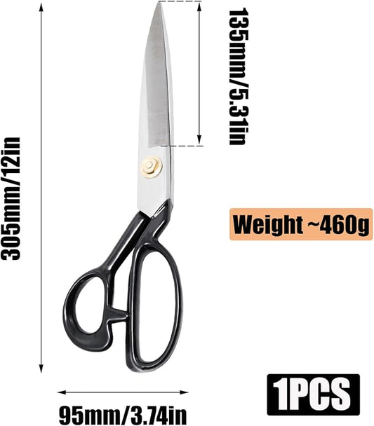 12 Inch Sharp Sewing Scissors for Fabric Cutting Heavy Duty Metal Scissors Sewing Shears for Crafting Tailoring