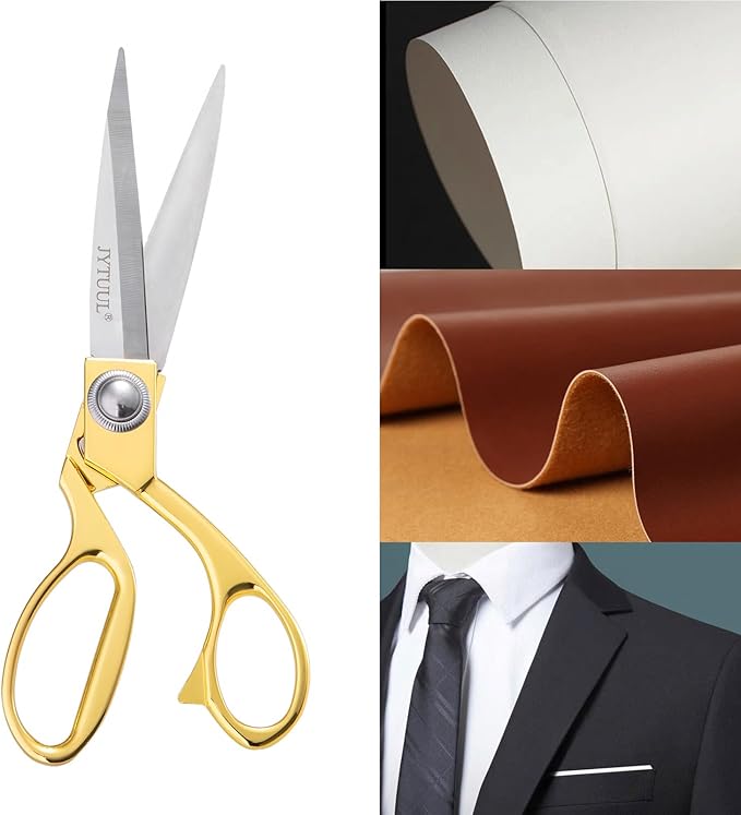 Professional Heavy Duty Tailor Scissors, Sharp Stainless Steel 8" Gold Dressmaker Shears Multipurpose Fabric Scissors Sewing Dressmaking Craft Scissors for Office and Home