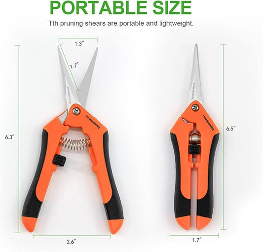 3 Packs Garden Pruning Shears with Straight Blades Trimming Scissors, Gardening Hand Pruning Snips Titanium Coated Precision Bonsai Pruning Shears, Convenient Flower Cutters (Orange)