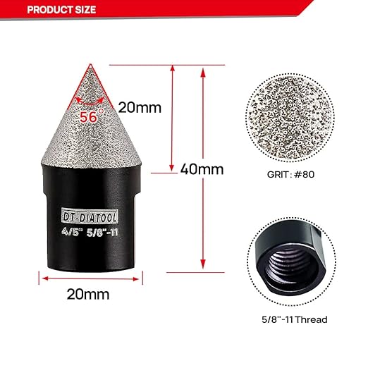 DT-DIATOOL Diamond Beveling Chamfer Bits - Diamond Countersink Drill Bit 4/5 Inch x 5/8"-11 Thread for Enlarging Trimming Shaping Existing Holes of Granite Marble Porcelain Tiles 20mm