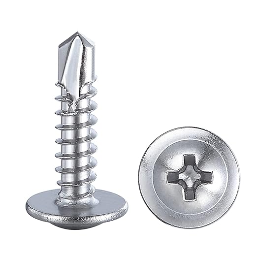 Wensilon竊?00pcs竊?8횞5/8?쓋or Sheet Metal Self-Tapping Screws 410 Stainless Steel Truss Head High-Strength Quick Tapping Screws