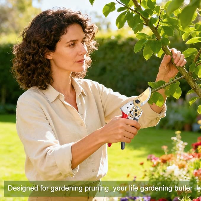 Professional gardening shears, made of SK5 stainless steel material, sturdy and durable, Dual color anti slip handle is easier to use 竊똞nd suitable for various tasks such as gardening pruning