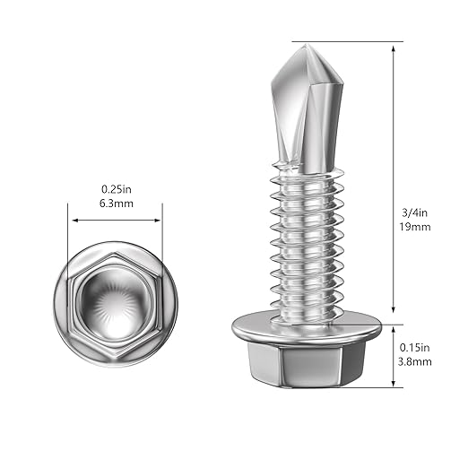 (300Pcs) #8×3/4" Hex Washer Head Self Drilling Screws, 410 Stainless Steel Metal SheetScrews,TEK Screws, Sheet Metal Self Tapping Screws