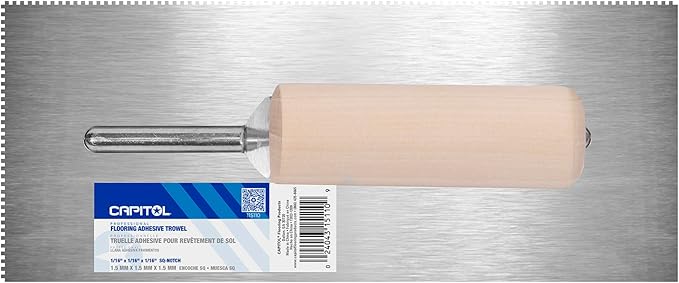 Capitol 115110 Professional Flooring Adhesive Trowel-1/16??x 1/16??x 1/16??Square-Notch, Silver/Light Wood