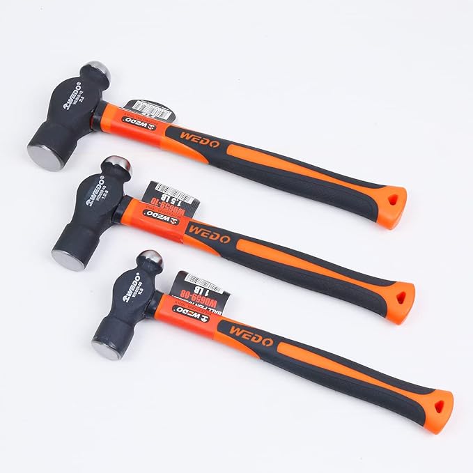 WEDO Ball Peen Hammer, Ball Pein Hammer with Fiberglass Handles 32oz(2 lb), High Carbon Steel,Shock Resistant, Non-Slip Handle, Die-forged, Strong Torque, DURABLE, 340mm Length