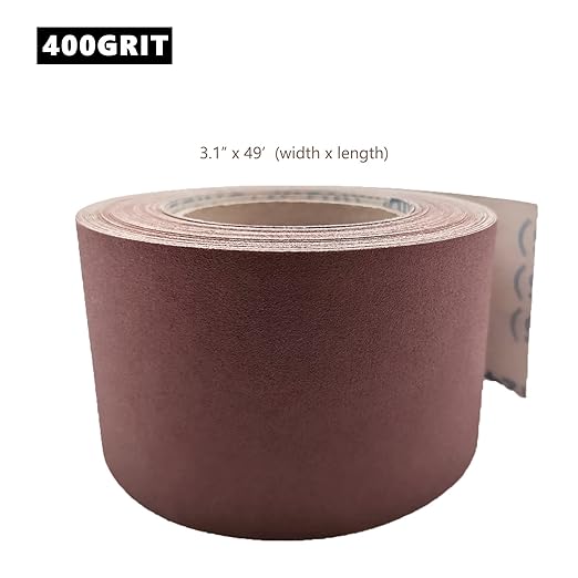 3 Inch x 49 Feet Emery Cloth Roll Aluminum Oxide Abrasive Paper Roll Continuous Sandpaper for Metalworking, Woodworker, Furniture Repair, Sanding (400 Grit)