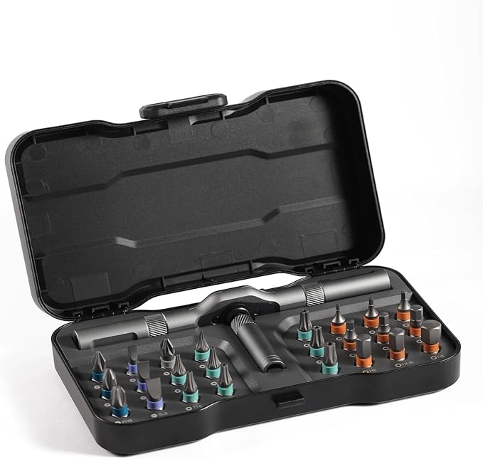 24 in 1 Magnetic Screwdriver Set, Multifunctional Screwdriver Tools, DIY Ratchet Screwdriver Set with Detachable Ratchet Handle&Storage Case Portable Repair Tool Kit for DIY, Laptops, Bicycles