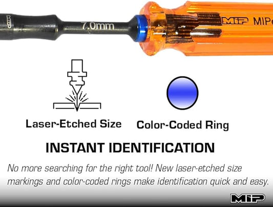 MIP 9804 7.0mm Metric Hex Nut Driver RC Tool ??Precision Grip Hex Screwdriver with Deep Socket for RC Car Repair, Made 100% in USA