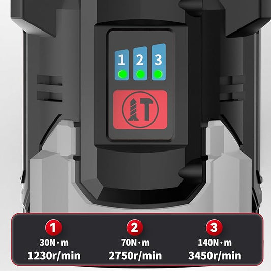 Cordless Impact Driver Kit 16.8V Max Torque 140Nm竊?05ft-lbs竊덳igh Rotation Electric Impact Driver Brushless Motor Continuously Variable Rechargeable 1/4" impact driver 2.0Ah Batteries