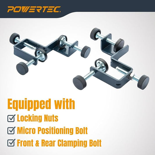POWERTEC Drawer Front Installation Clamps, Adjustable Cabinet Face Clamp Set, Quick Mounting & Alignment Tool for Woodworking, 4 Pack - 71181-P2
