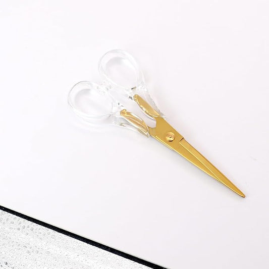 NatSumeBasics Gold Scissors Clear Acrylic Scissors 6.5" Craft Office Professional Shears for Home School Office Desk Accessories Stationery Supplies (Clear Gold)