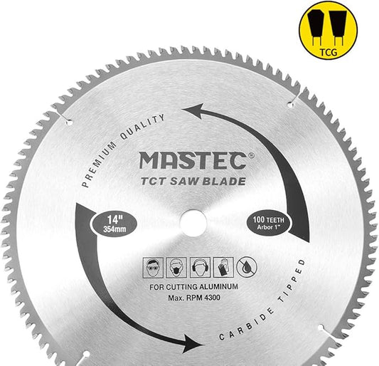14-Inch 100 Tooth TCG for Aluminum and Non Ferrous Metals Cutting Saw Blade with 1-Inch Arbor