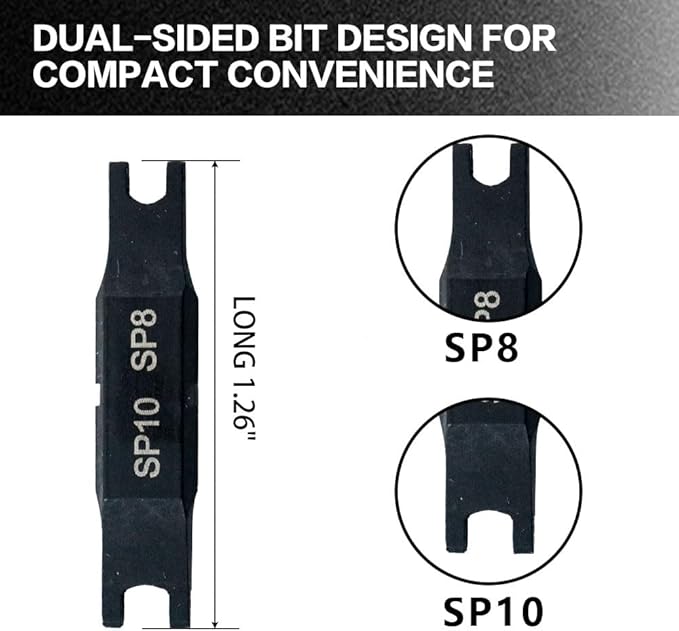 Security Bit Kit Set with Spanner Screwdrivers-SP8/SP10 Bit for Leatherman, Replacement Double-Ended Flat Screwdriver Bits for Leatherman Multi-Tool Accessories,S2 Steel (2Pack)