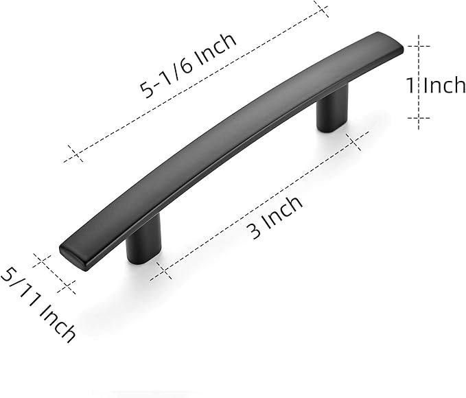 Ravinte 3 Pack | 5-3/16'' Curved Cabinet Pulls Matte Black Kitchen Drawer Pulls Arch Cabinet Handles 5-3/16?쒵ength, 3??Hole Center
