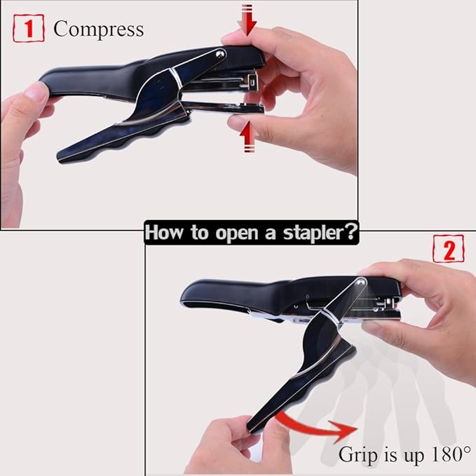 Stapler with 1000 Staples-Plier Stapler Save 60% Power,Good for Stapling at Home School or Warehouse (Black Plier Stapler)