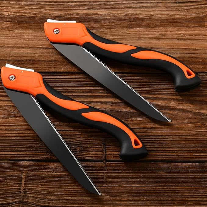 Folding Hand Saw for Wood Cutting, 11 Inch Woodworking Bushcraft Camp Small Handheld Trimming Tree Limb Tree Trimmer, Saw with Ergonomic Non-Slip Handle Design,Quality SK-5 Steel