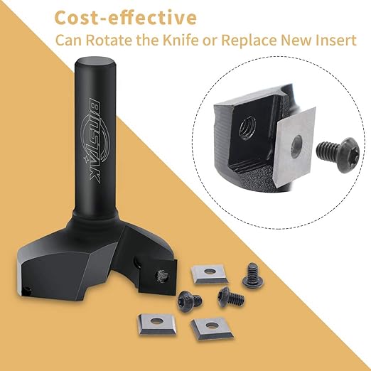 CNC Spoilboard Surfacing Router Bit, 1/2" Shank 2" Cutting Diameter, Insert Carbide Slab Flattening Router Bit Planing Bit Wood Planer Bit Woodworking Tools by BINSTAK