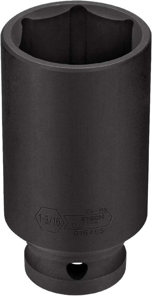 Jetech 1/2 Inch Drive 1-3/16 Inch Deep Impact Socket, Made with Heat-Treated Chrome Molybdenum Alloy Steel, 6-Point Design, SAE