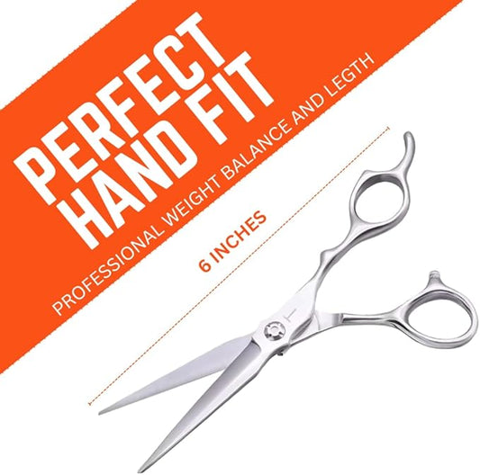 6-Inch Professional Hair Cutting Scissors with Ultra Sharp Blades, Premium Quality Stainless Steel Hair Scissors for Precise and Effortless Trimming, Ideal Barber Scissors for Home & Salon Use