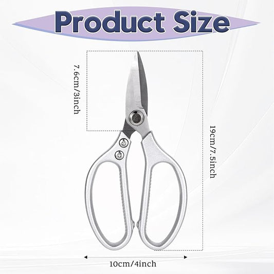 All Metal Scissors Stainless Steel Short Blades Sharp Cutting Heavy Duty Shears Large Handle Scissors for Carpet Cardboard Wires Crafting Sewing Fabric Leather Cloth Tailor Belts Office Home