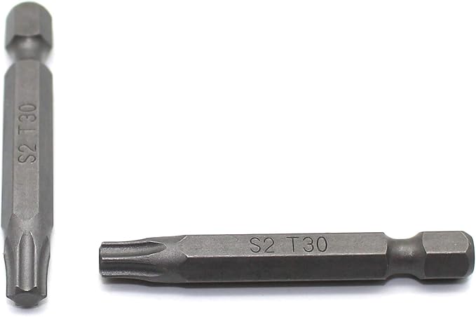 25 pc T30 Torx Star 6 Point T-30 Screwdriver Impact Ready 2 Inch Length Insert Bits Hex Shank with Quick Release Slot