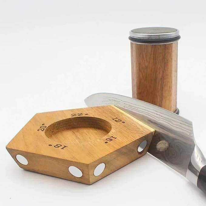 Acacia Rolling Knife Sharpener with 2 Diamond discs and Corundum disc, Rolling Knife Sharpener Kit with 5 Magnetic Angle Offer 12/15/18/20/22째